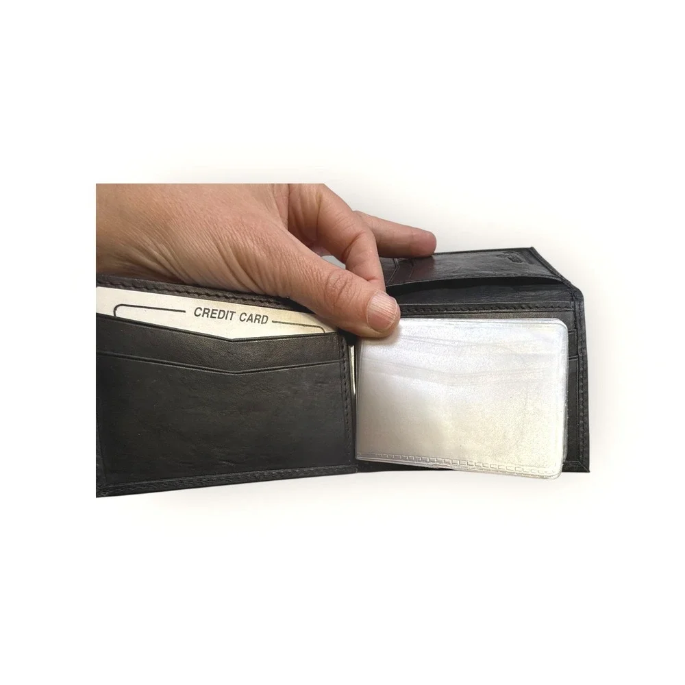 Marshal Genuine Leather Black Bifold Wallet Travel Money Credit Card Holder